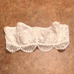 VS White Strapless Crochet Bralette